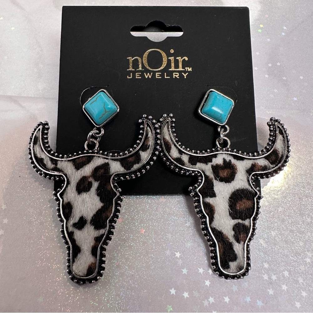 nOir Jewelry | Cow Skull Dangle Earrings | NWT